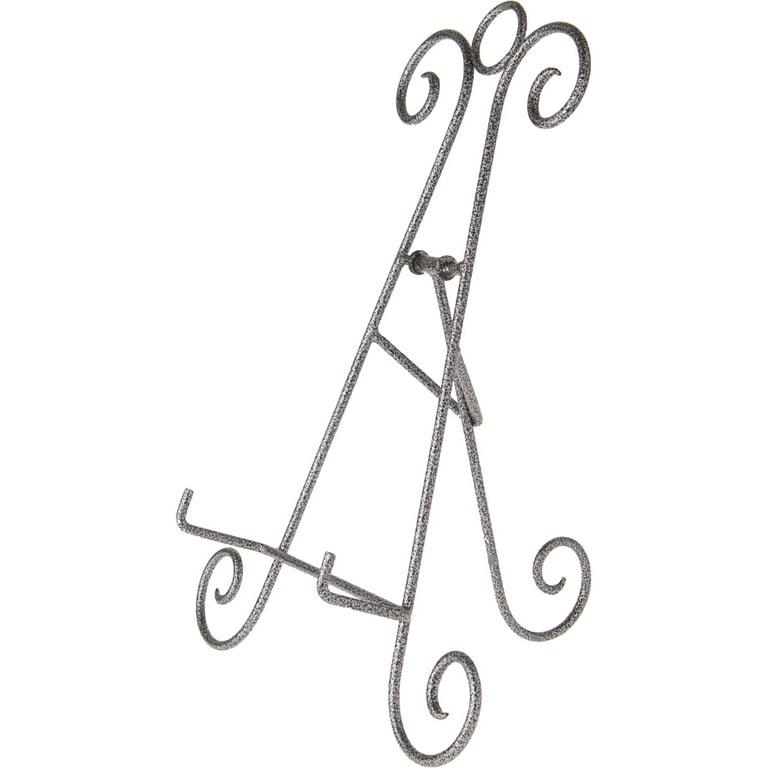 Bard's Scroll Antique Silver Collapsible Easel Stand, 15 H x 11.5 W x  8.5 D (For 2.5 Deep Plates), Pack of 3