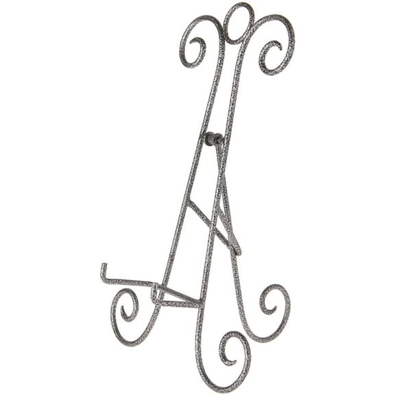 Bard's Scroll Antique Silver Collapsible Easel Stand, 15" H x 9" W x 8.5" D (For 10" - 11.5" Plates), Pack of 2