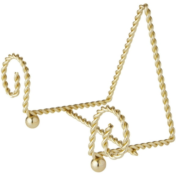 Bard's Scroll Twisted Gold-toned Wire Easel Stand, 3.25" H x 5.25" W x 2.75" D, Pack of 6