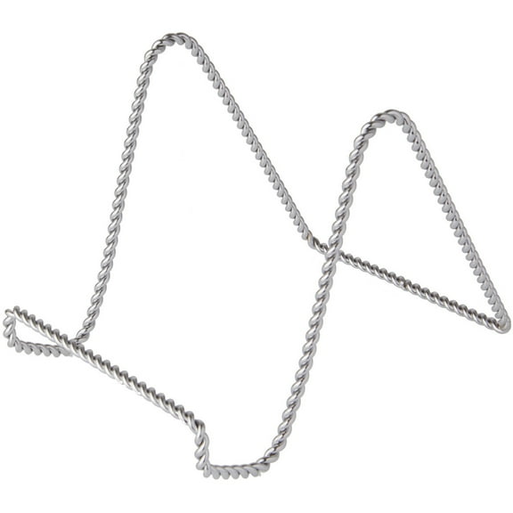 Bard's Twisted Silver Wire Easel Stand, 6" H x 5.5" W x 8" D