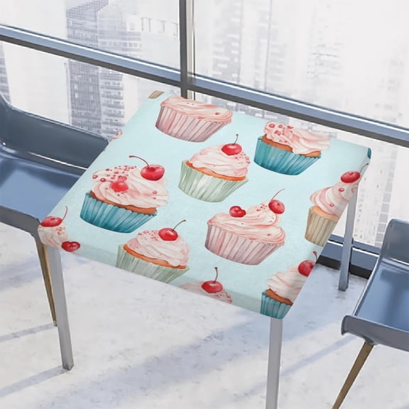 Bardic Cute Watermelon Personalized Square Fitted Table Cover Elastic Tablecloth Reusable Waterproof Fabric Table Cloth for Dining Kitchen Party Indoor Outdoor, 34X34 Inch
