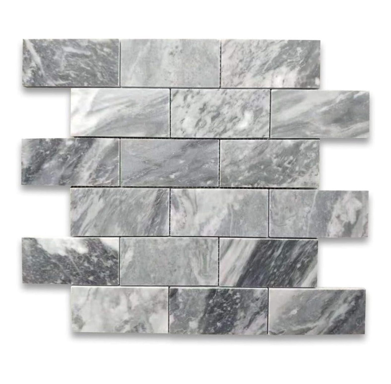 Bardiglio Gray Marble 2x4 Grand Brick Subway Mosaic Tile Honed Kitchen Bath Wall Floor Backsplash Shower (1 sheet)