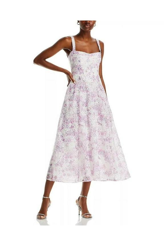 LILAC FLORAL Women's Adaline Broderie Midi Dress, US 10