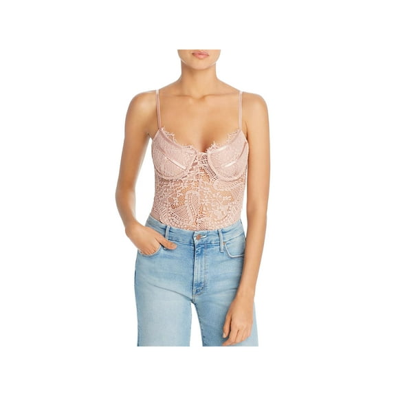 Bardot Womens Britney Lace Sheer Bodysuit Pink 4