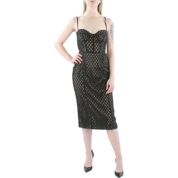 Bardot Womens Charley Lace Cocktail Midi Dress