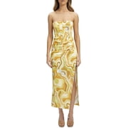 Bardot Womens Corset Seamed Sateen Maxi Dress