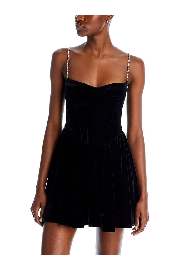 Womens Elsie Velvet Embellished Mini Dress