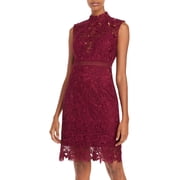 Bardot Womens Lace High Neck Cocktail Dress Red S