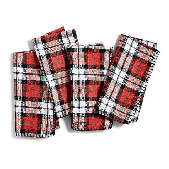 Bardwil Reversible Plaid Holiday Stag Napkin Set of 4