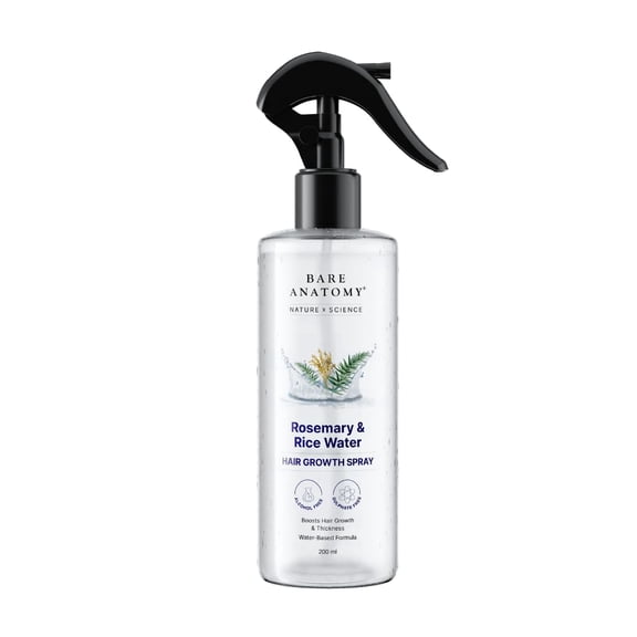 Bare Anatomy Hair Growth & Hair Thickness Wave Hair Spray with Rosemary Water, Rice Water, Non-Greasy, Fast Absorbing, 6.76 fl oz