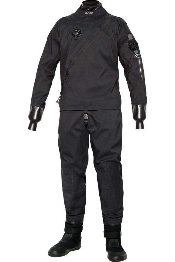 Bare Aqua-Trek 1 Tech Dry Suit, Mens, Black - 2XL, w/ Ultrawarmth Base Layer