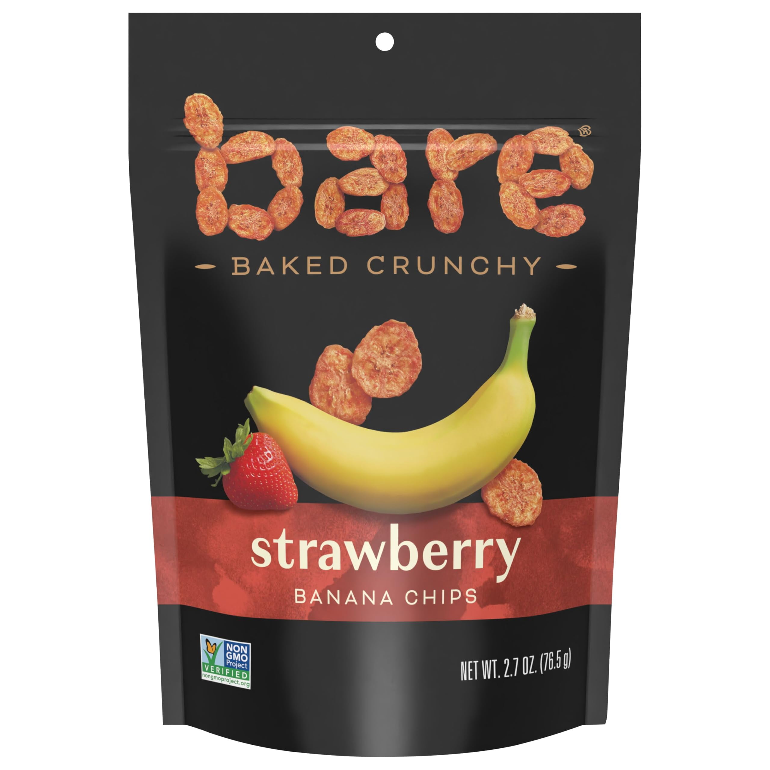 Bare Baked Crunchy Banana Chips, MDA05&nbsp;Strawberry Banana, Gluten Free, 2.7 oz Bag