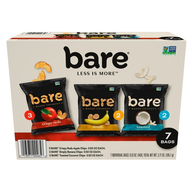 Bare, Baked Crunchy Fruit Chips Snack Pack, 0.53 oz Bags, 7 Count