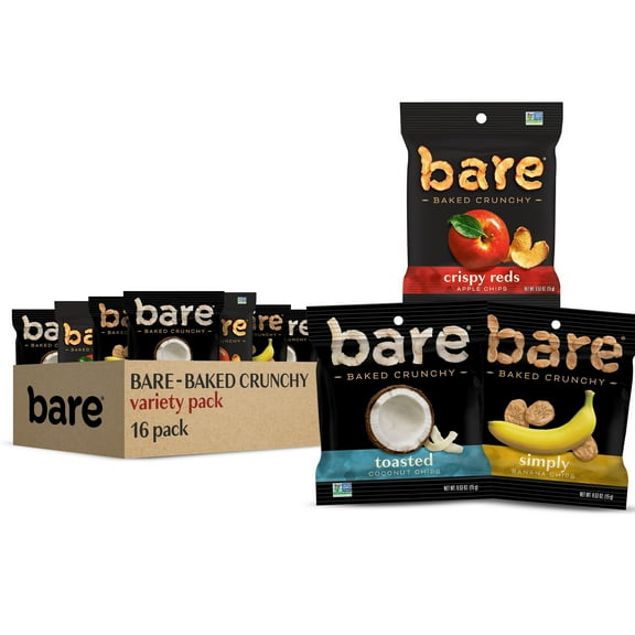 Bare Baked Crunchy Fruit Snack Pack, Variety Pack, 0.53 Ounce Bag, 16 Count