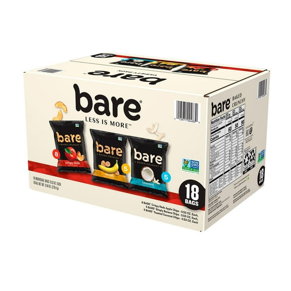 Bare Baked Crunchy Fruit Snack Pack, Variety Pack, 0.53 oz. 18 pk.