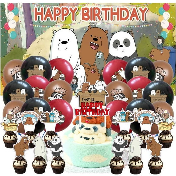 Bare Bear Kit Latex Balloons Birthday Set Party Decor Decorations for Kids Supplies Banner Backdrop