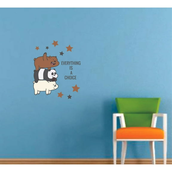 We Bare Bears Choice Quote Cartoon Decors Wall Sticker Art Design Decal for Girls Boys Kids Room Bedroom Nursery Kindergarten House Fun Home Decor Stickers Wall Art Vinyl Decoration (40x35 inch)