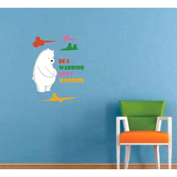 We Bare Bears Warrior Quote Cartoon Decors Wall Sticker Art Design Decal for Girls Boys Kids Room Bedroom Nursery Kindergarten House Fun Home Decor Stickers Wall Art Vinyl Decoration (30x27 inch)