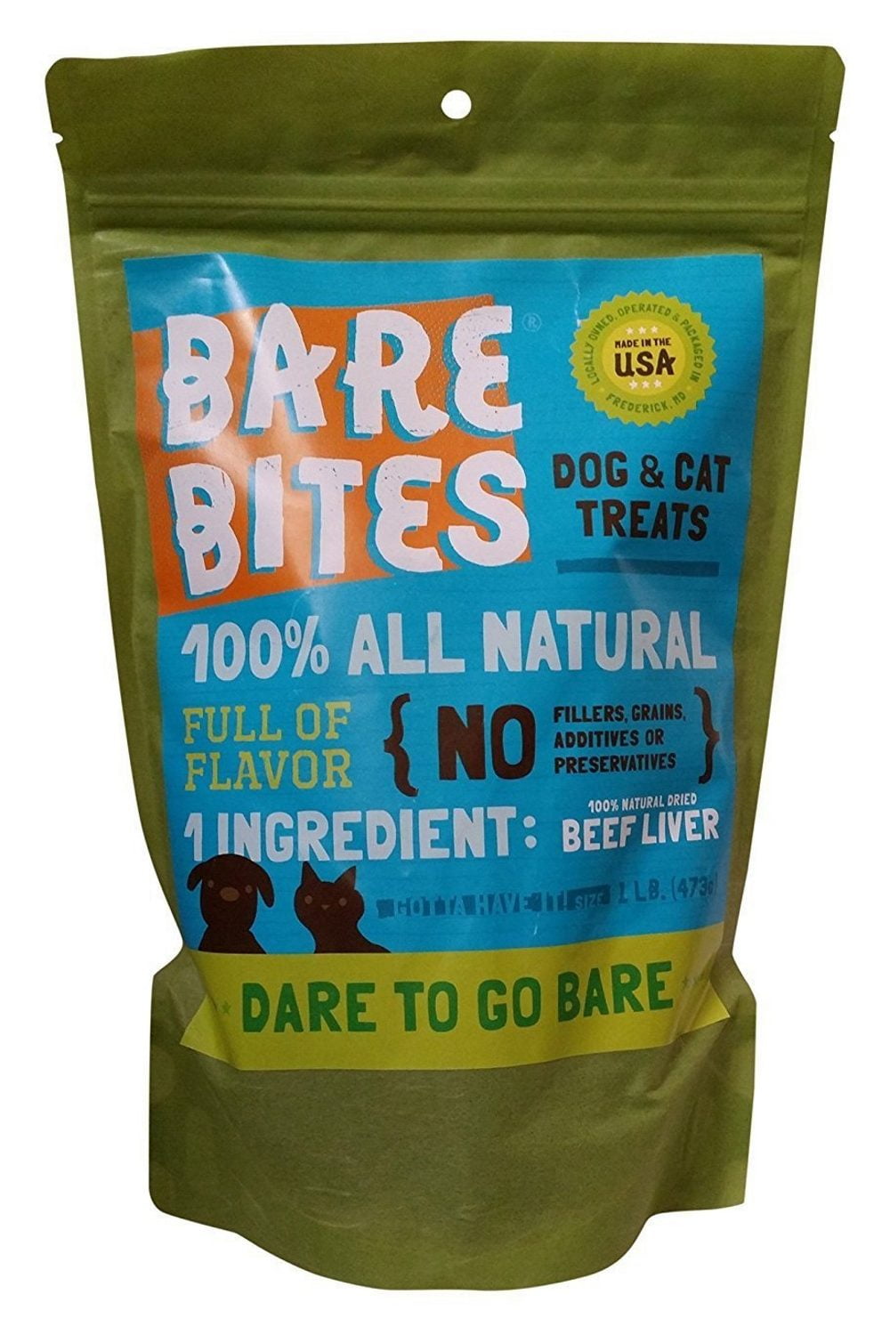 Bare Bites All Natural Dehydrated Beef Liver Dog Cat Treats (1 pound)
