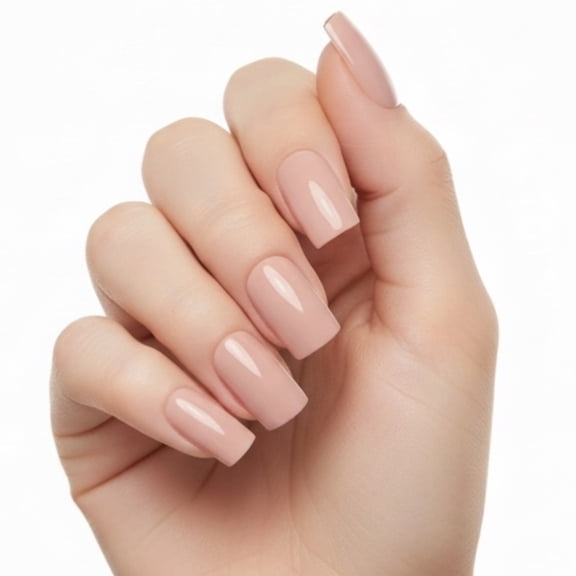 Bare Bliss, Natural Nude Beige Press On Nails, Long Square Acrylic Tips False Nails Set