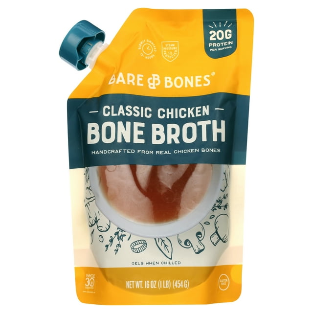 Bare Bones New Liquid Chicken Bone Broth, Protein & Collagen Rich ...