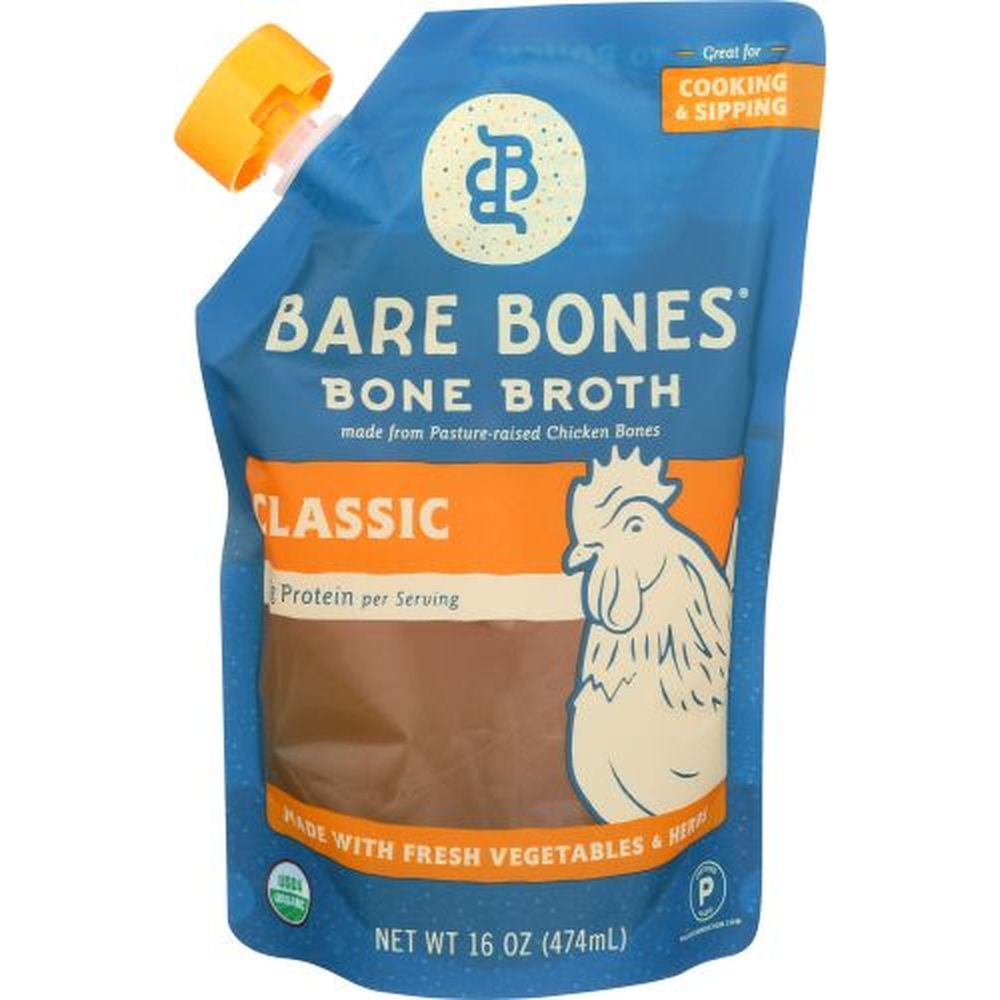 Bare Bones Classic Gluten Free Chicken Bone Broth, 16 Ounce -- 6 per Case.