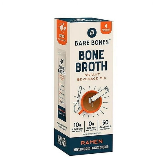 Bare Bones Instant Bone Broth Ramen - 4 Packs Pack of 2
