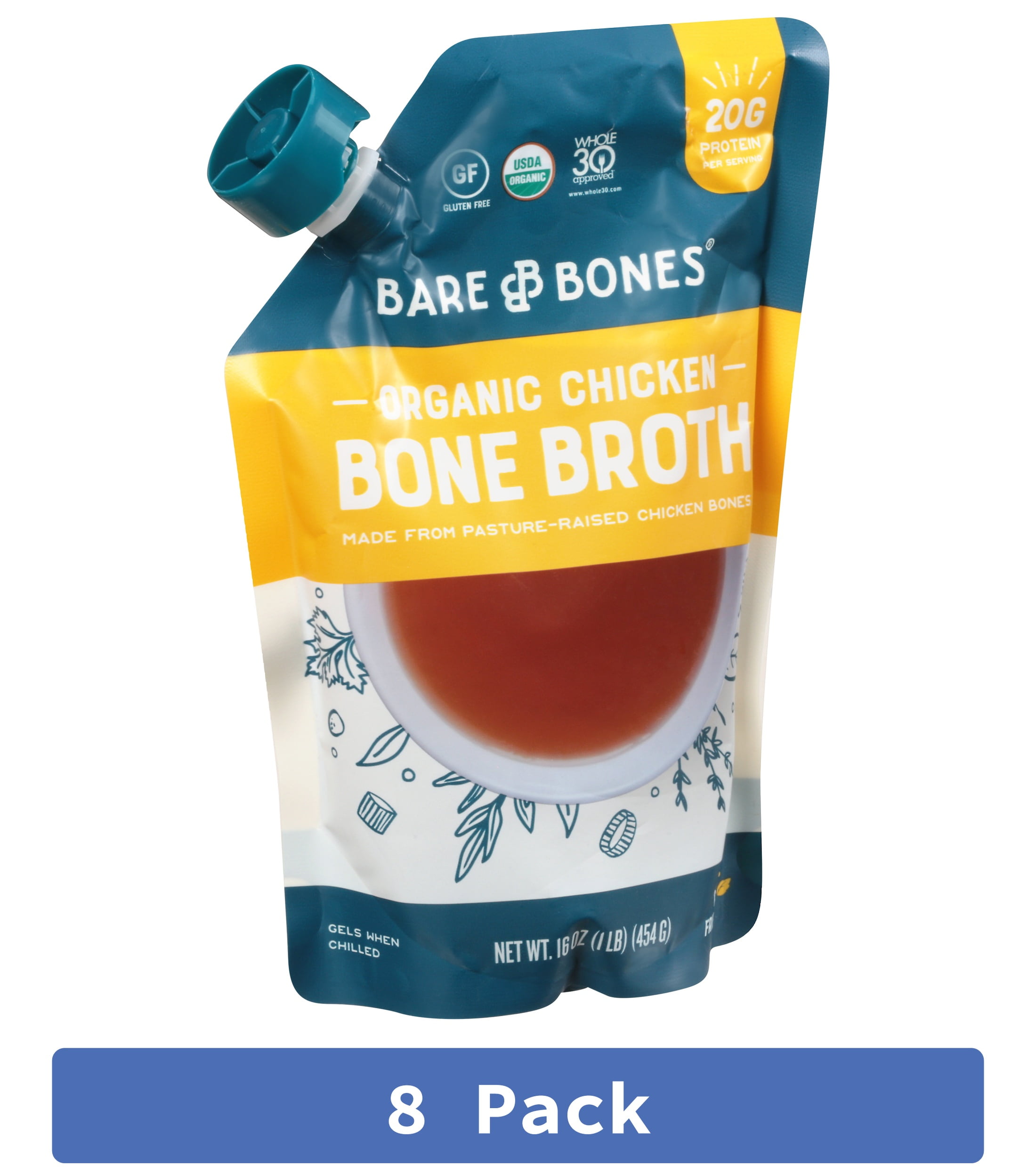 Bare Bones Pasture-Raised Chicken Broth 16 oz (Pack Of 8)