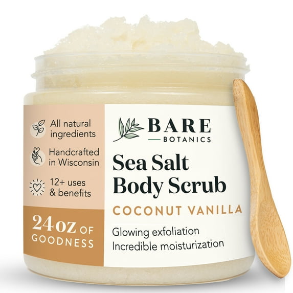 Bare Botanics Body Scrub Coconut Vanilla Sea Salt Scrub 24 oz