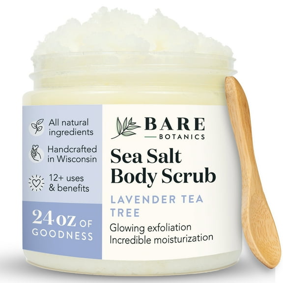 Bare Botanics Body Scrub Lavender Tea Tree Sea Salt Scrub 24 oz