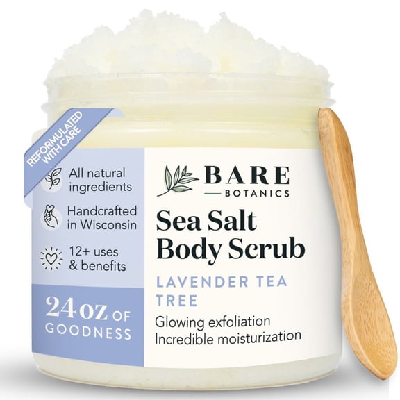 Bare Botanics Body Scrub Lavender Tea Tree Sea Salt Scrub 24 oz