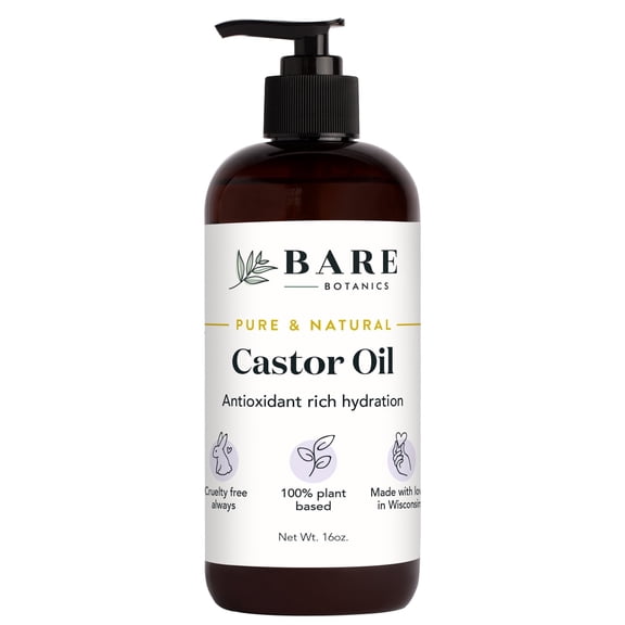 Bare Botanics Expeller-Pressed Golden Castor Oil Body Oil 16 oz