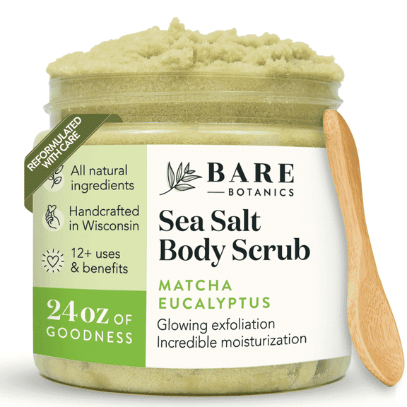 Bare Botanics Sea Salt Scrub Matcha Eucalyptus Body Scrub 24 oz