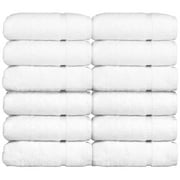 Bare Cotton Luxury Hotel & Spa Towel 100% Genuine Turkish Wash Cloths Dobby Border, White, Set of 12