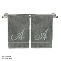 Bare Cotton Monogram Turkish Cotton Towels & Washcloths, Gray, 2 Count