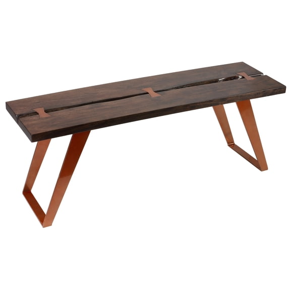 Bare Decor Admiral Wood Dining Bench with Steel Frame, 47"