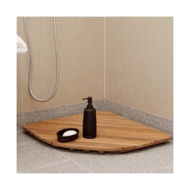 Bare Decor Fuji String Spa Shower Mat in Solid Teak Wood Oiled Finish XL Square