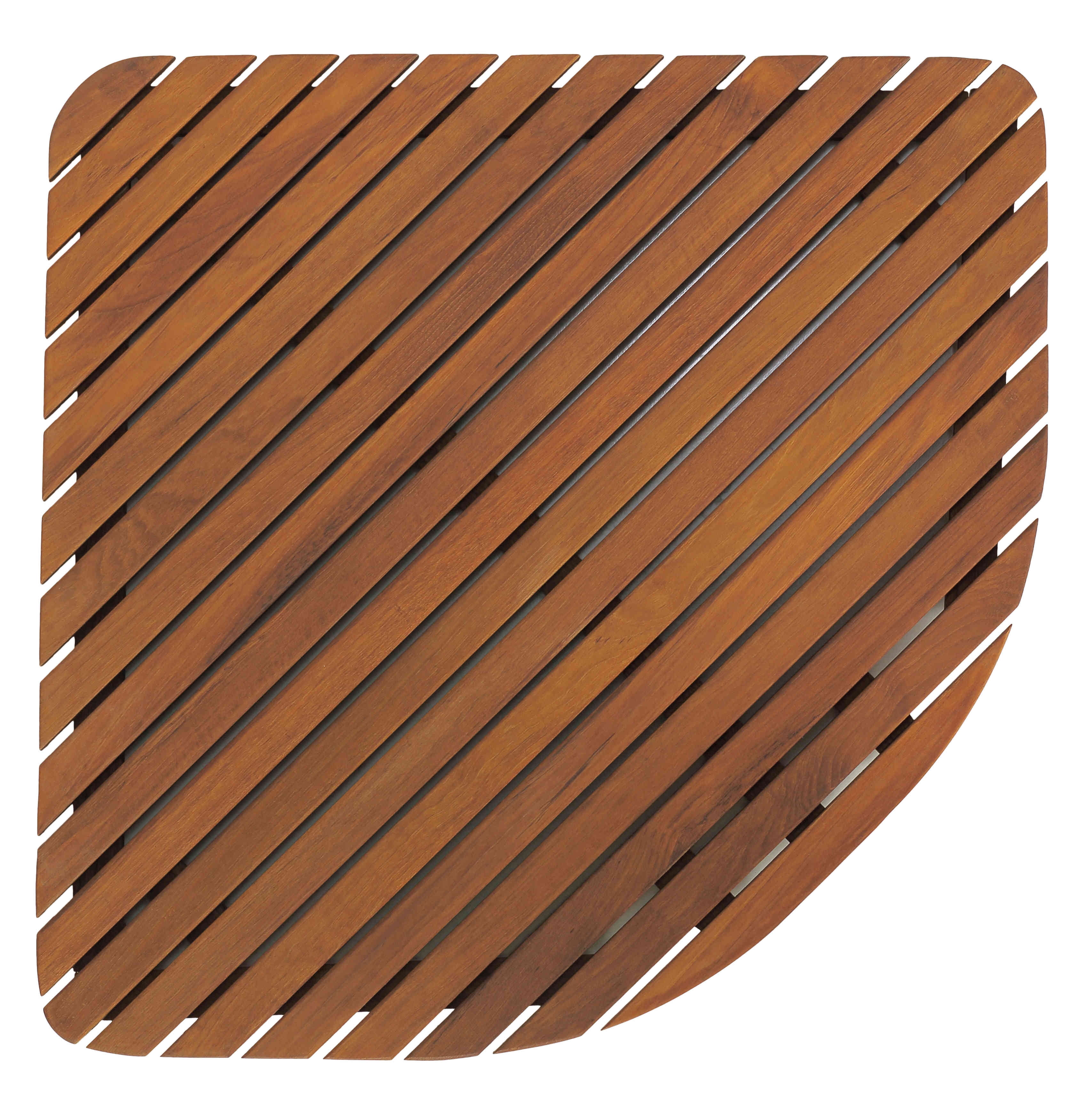 Solid Teak Wood Corner Bath Mat with Oiled Finish