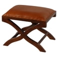 thumbnail image 1 of Bare Decor Daniela X Bench Ottoman in Genuine 100% Leather and Teak, Brown, 1 of 11