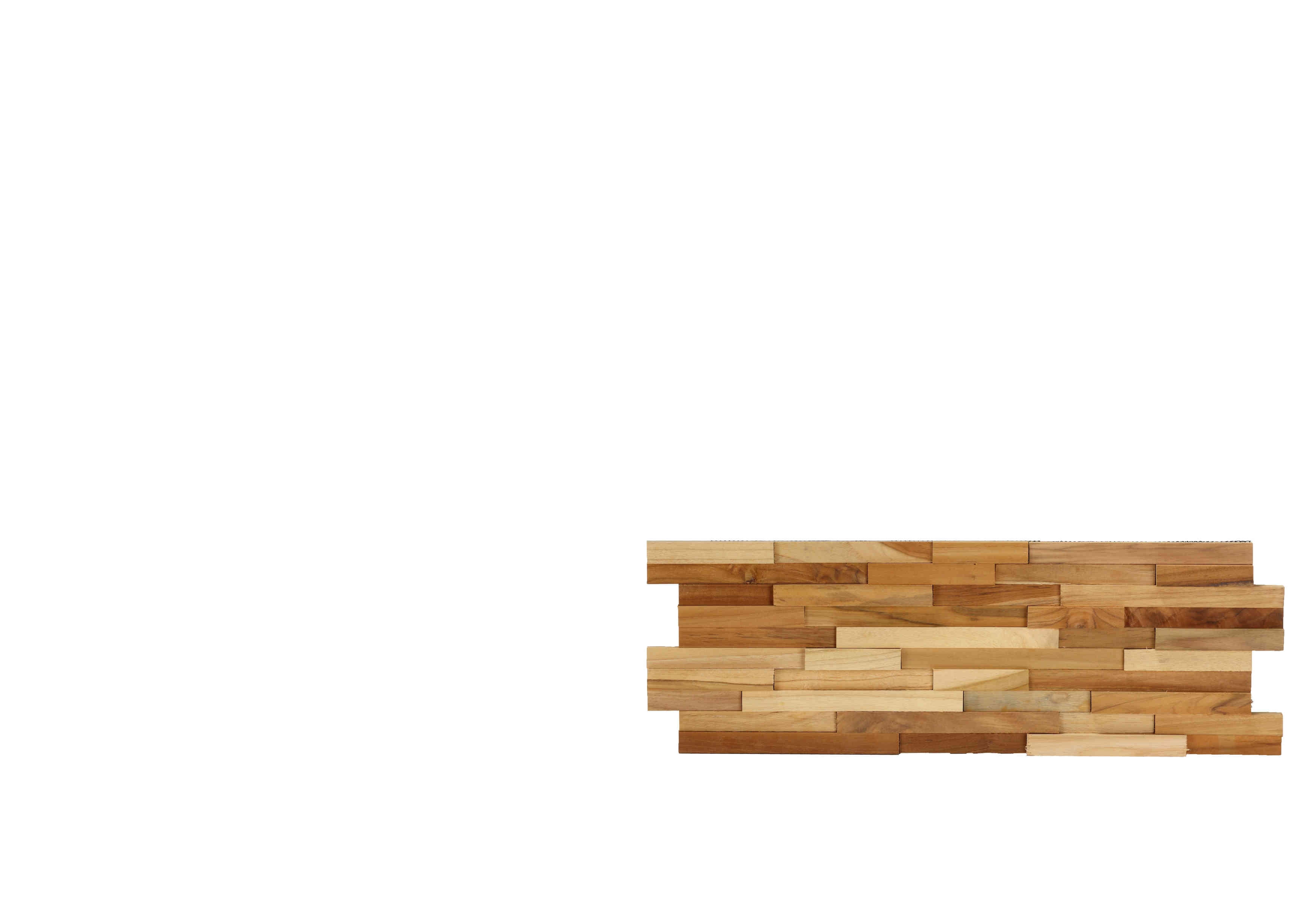 Natural Teak Wood Linear Mosaic Wall Tile Set