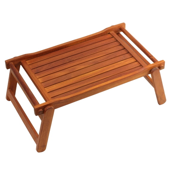 Bare Decor Eddie Serving Tray Table with Folding Legs in Solid Teak Wood