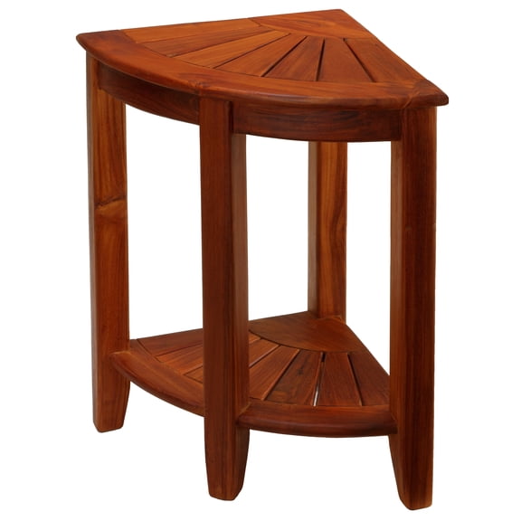 Bare Decor Elana Tall Corner Spa Shower Stool in Solid Teak Wood, 24"H