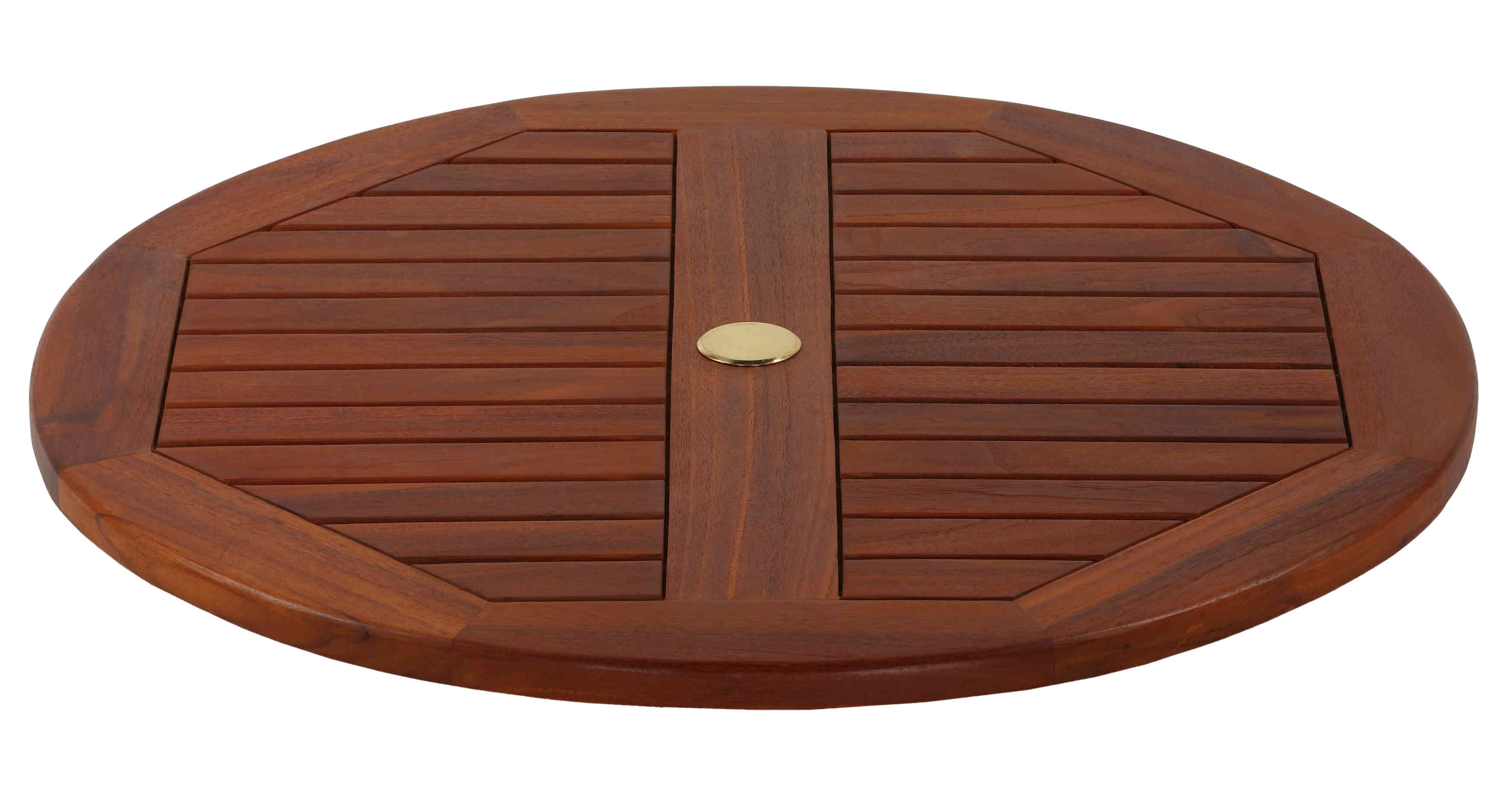 Extra Large Teak Wood Lazy Susan with Brass Cap
