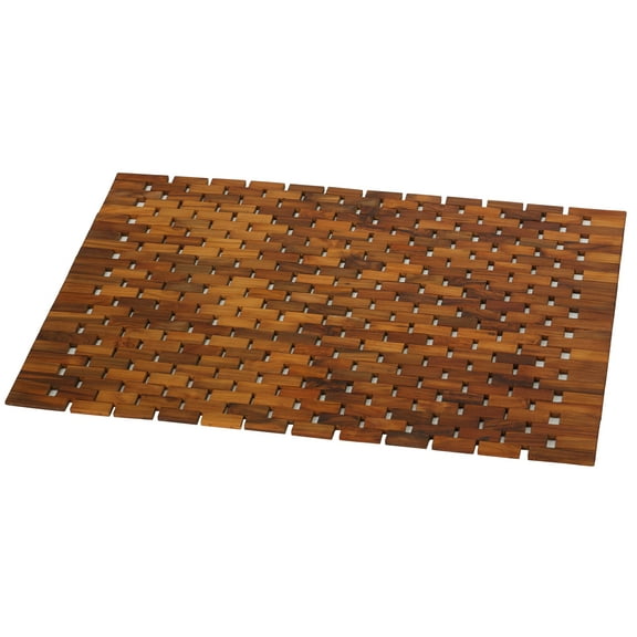 Bare Decor Kuki Spa Mosaic Shower Mat in Solid Teak Wood Oiled Finish, 30x20