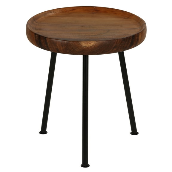 Bare Decor Kuzko Solid Teak Wood Small Side Table, 15" Round
