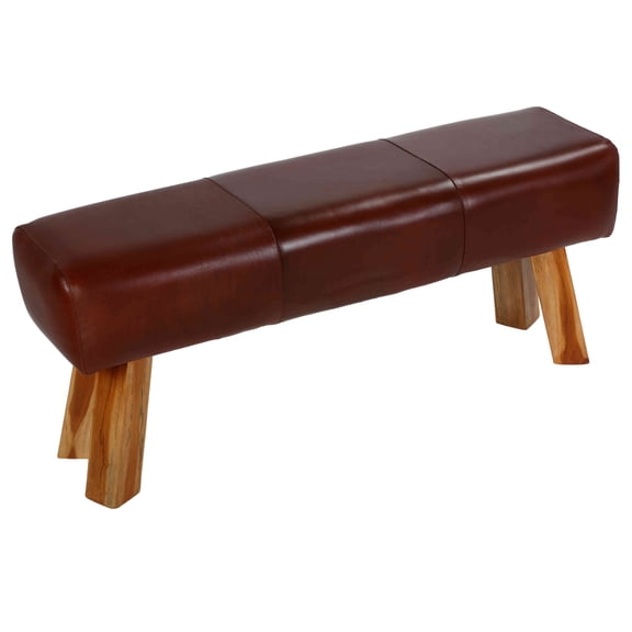 Bare Decor Lika Bench Ottoman Genuine 100% Leather, Brown