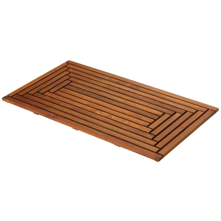 Bare Decor Oiled Finish Solid Teak Wood Giza Shower Spa Door Mat