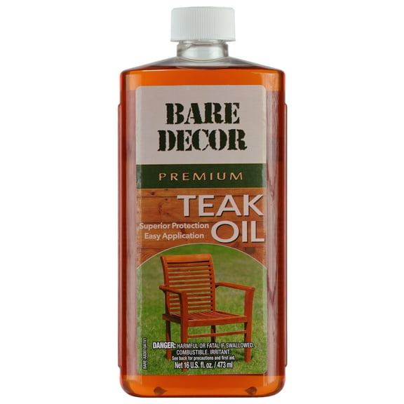 Bare Decor Premium Golden Teak Oil for Home and Marine Use, 16oz