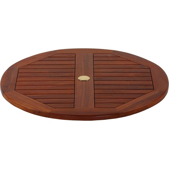 Bare Decor Solid Teak Wood Spinning Lazy Susan, 32" Round, Brown
