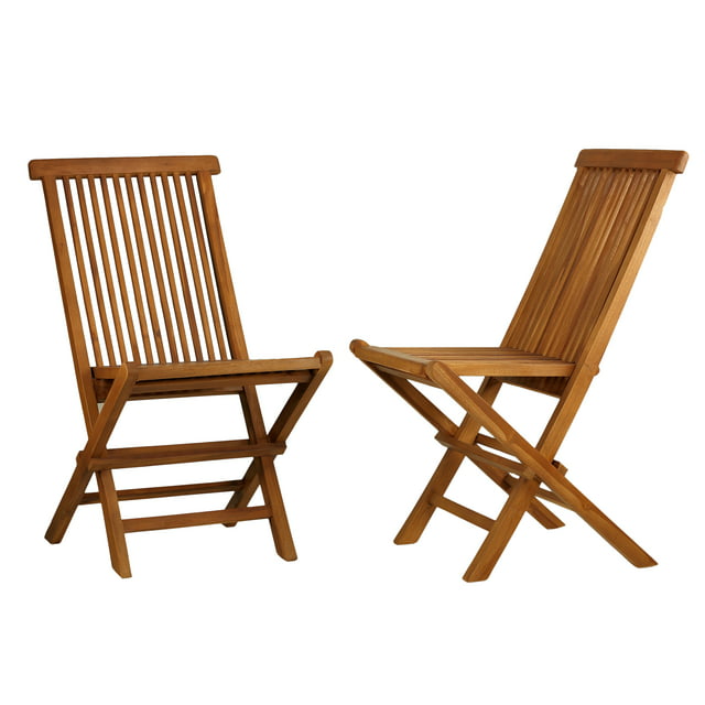 Bare Decor  Vega Golden Teak Wood Outdoor Folding Chair (Set of 2)